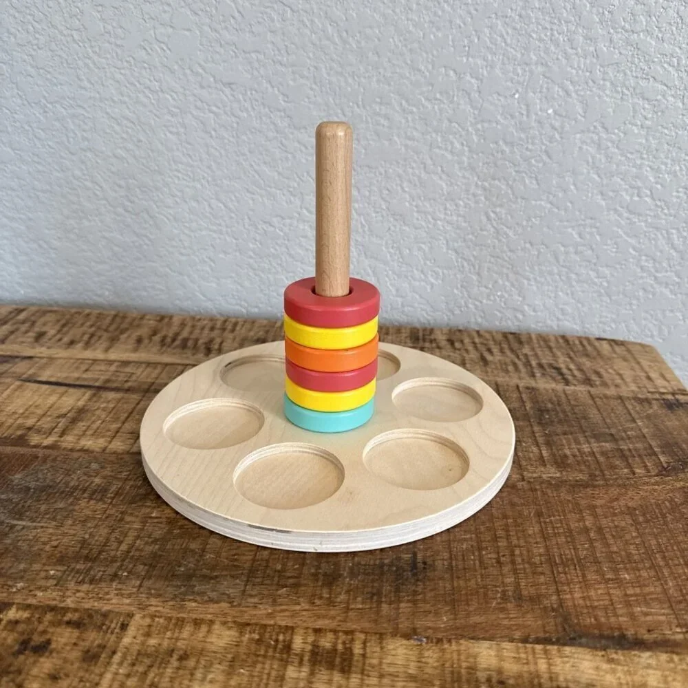 LOVEVERY Wooden Flexible Ring Stacker Babbler Kit  Montessori Toys 6 Rings